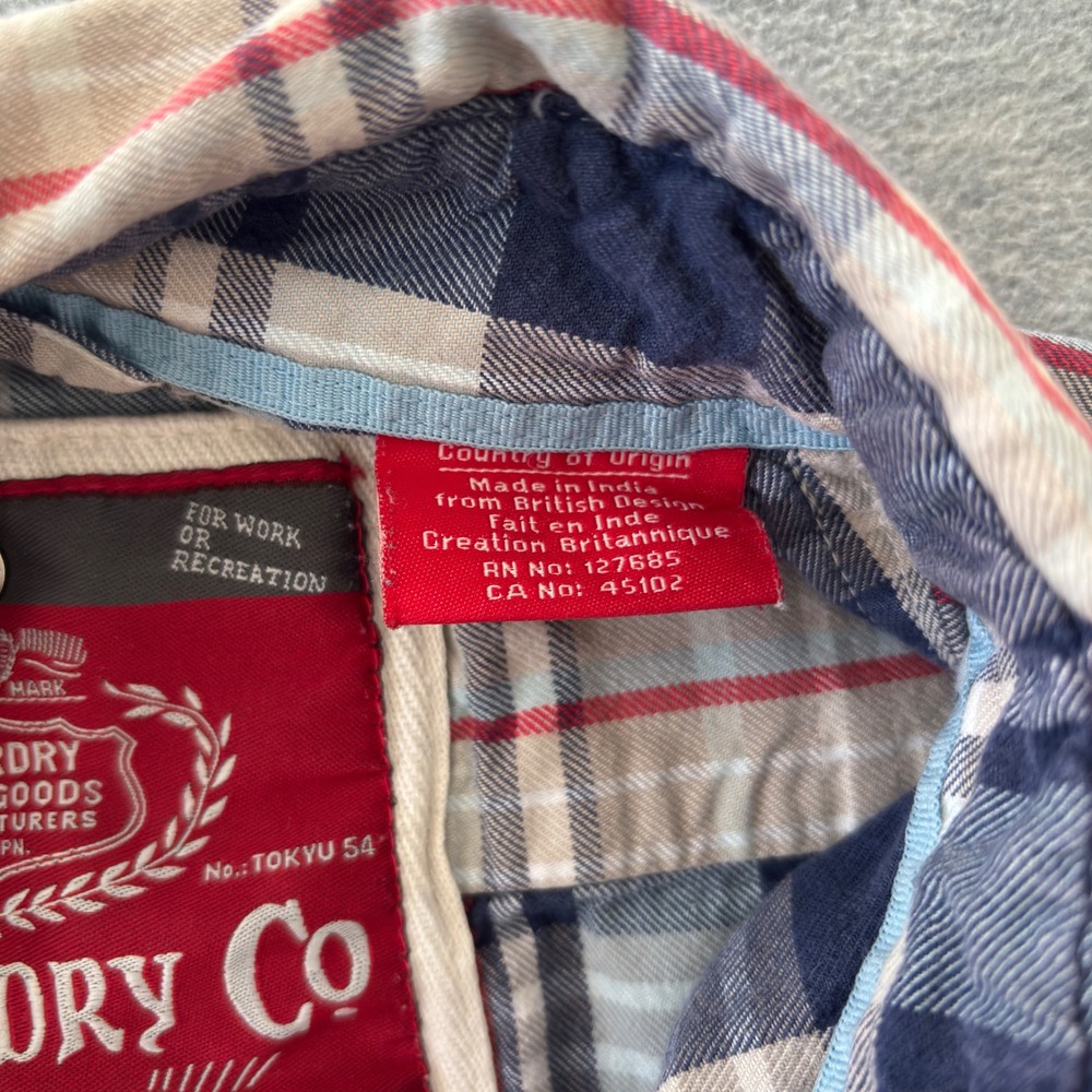 Superdry Co Mens Plaid Button Down Shirt Blue Red Long Sleeve MS4AE03F Large - Picture 5 of 9